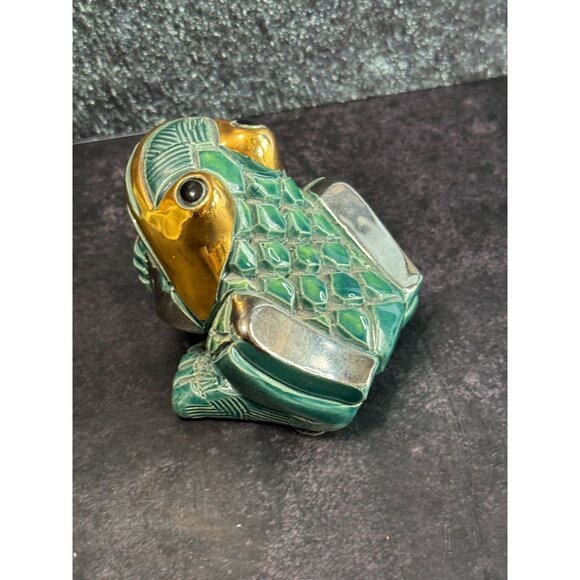 Vintage DeRosa Artesania Rinconada Frog Figurine #713 14K Gold & Platinum Trim C - Picture 7 of 9